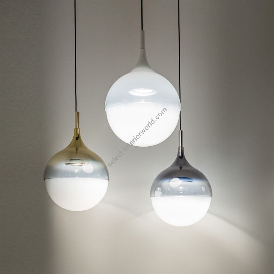 Pendant lamp / Finish: Chrome metal with Chrome shaded glass