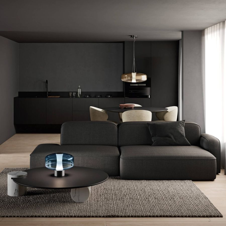 Pendant lamp / Gold shaded glass