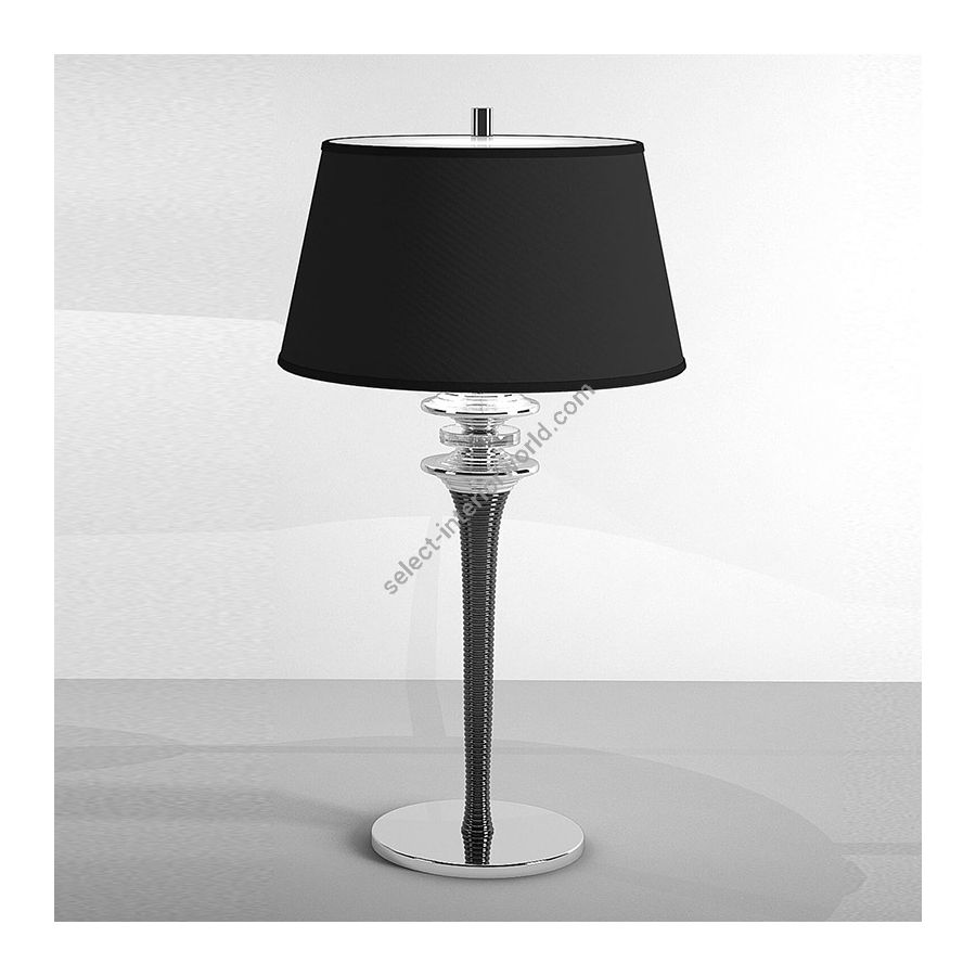 Table lamp / Black metal finish / Transparent glass / Cotton-black lampshade