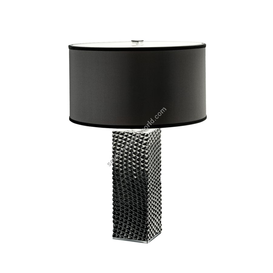 Table lamp / Black crystal glass / Black fabric lampshade