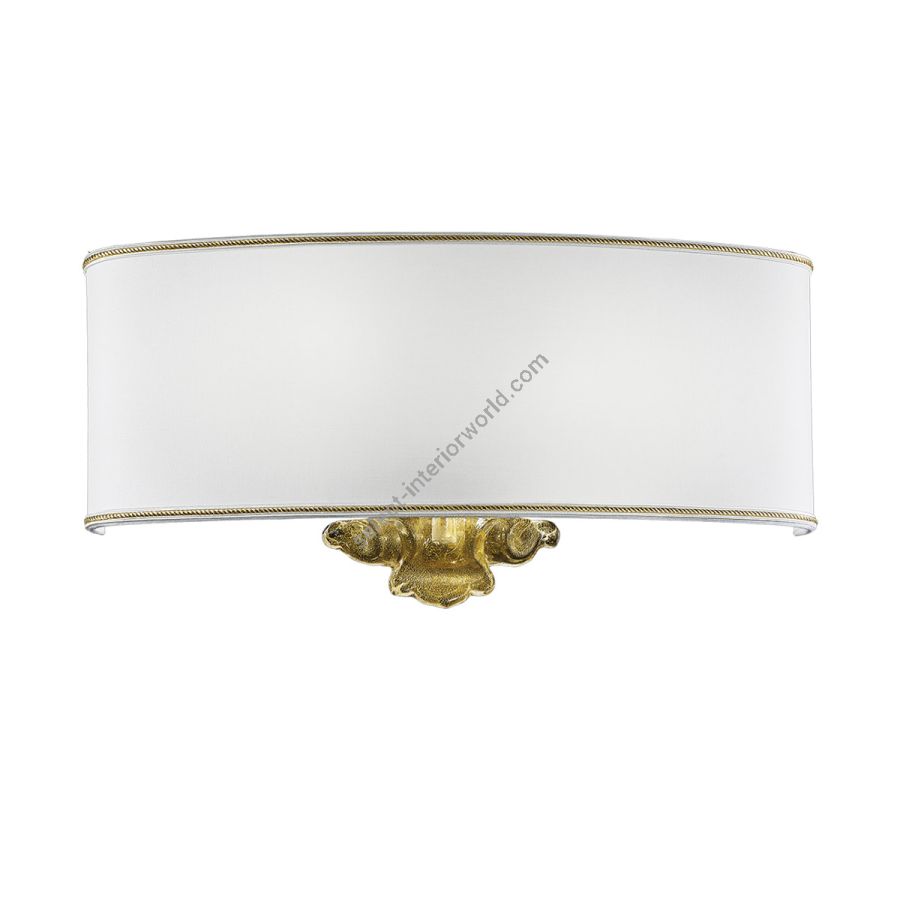 Wall lamp / Matte gold finish / Ivory fabric lampshade