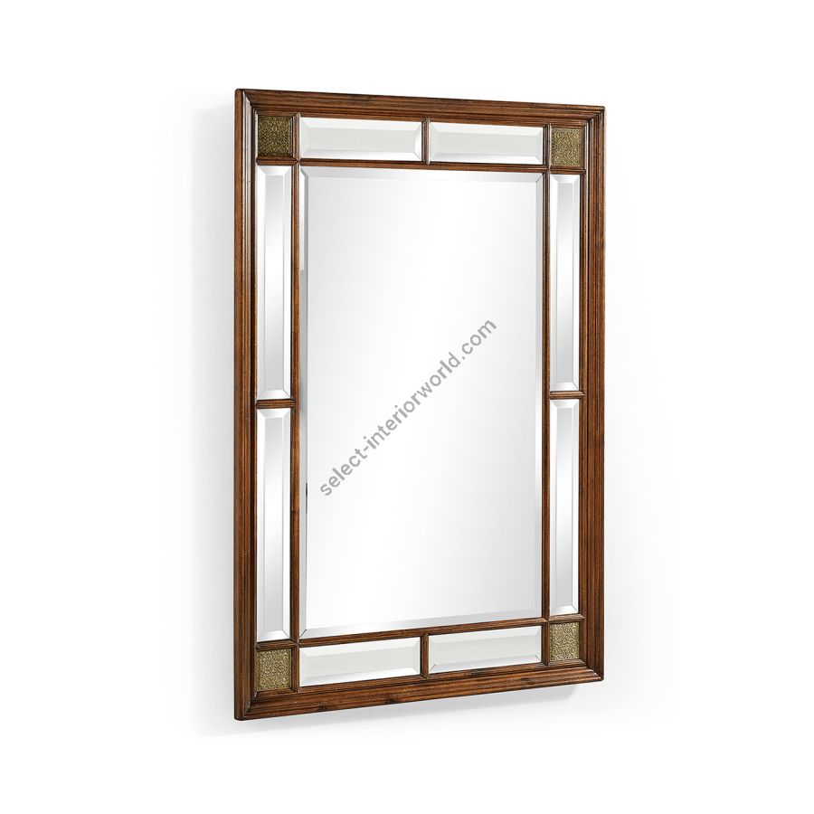Buy Jonathan Charles / Rectangular Walnut Panelled Mirror with Brass Details Online
