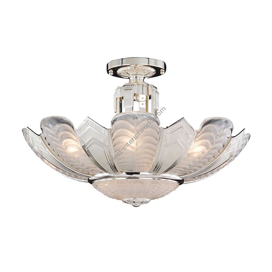 Ceiling fixture / Antique Silver Plated finish / White glass