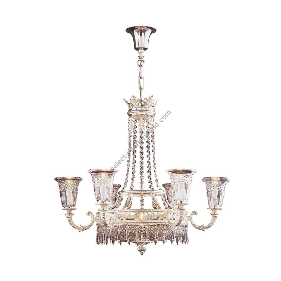 Chandelier / Antique Silver Plated finish / Scholer Crystal