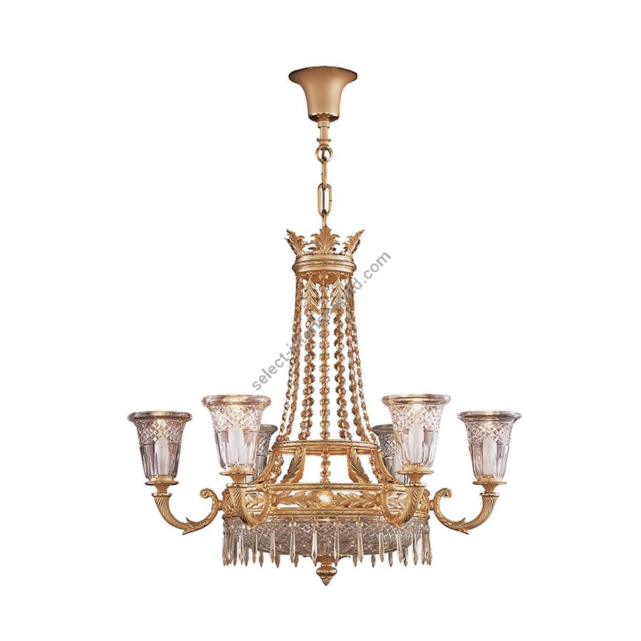 Chandelier / Antique Gold Plated finish / Amber Crystal