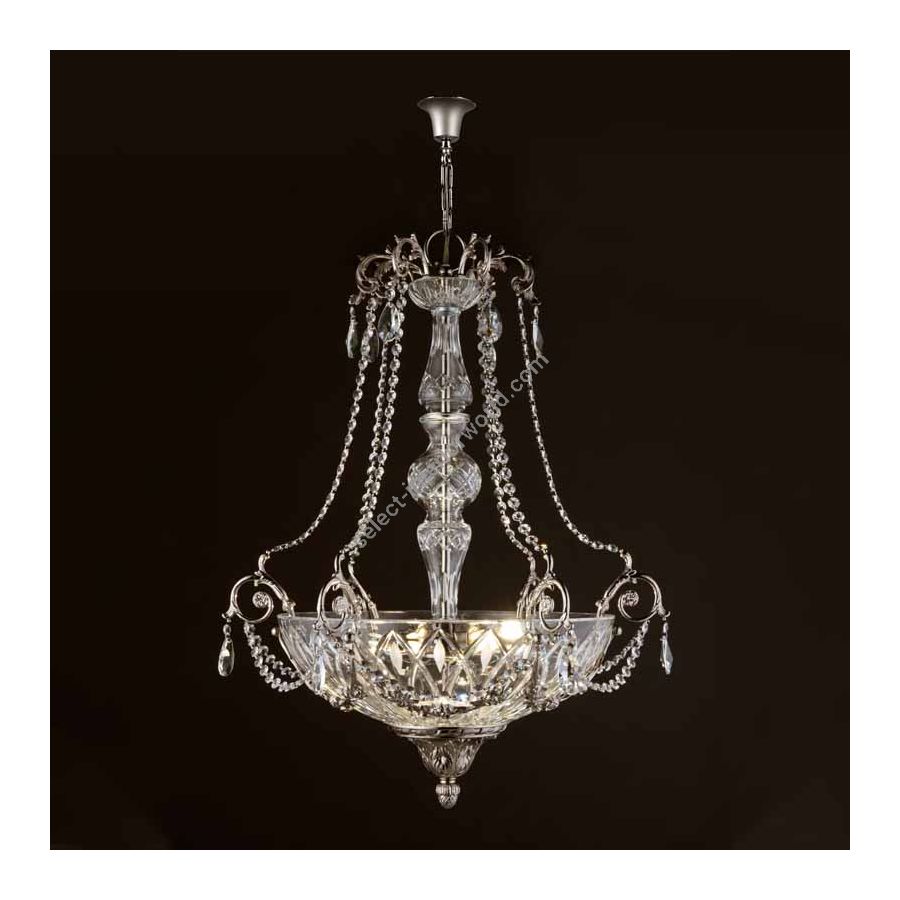 Chandelier / Polished nickel finish / Italian hand cut crystal