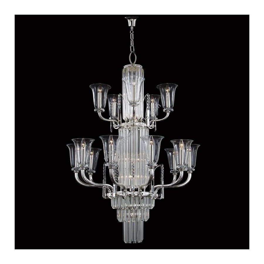 Polished Silver Finish / With Glass Shades / cm.: 158 x 113 x 113 / inch.: 62.20" x 44.49" x 44.49"