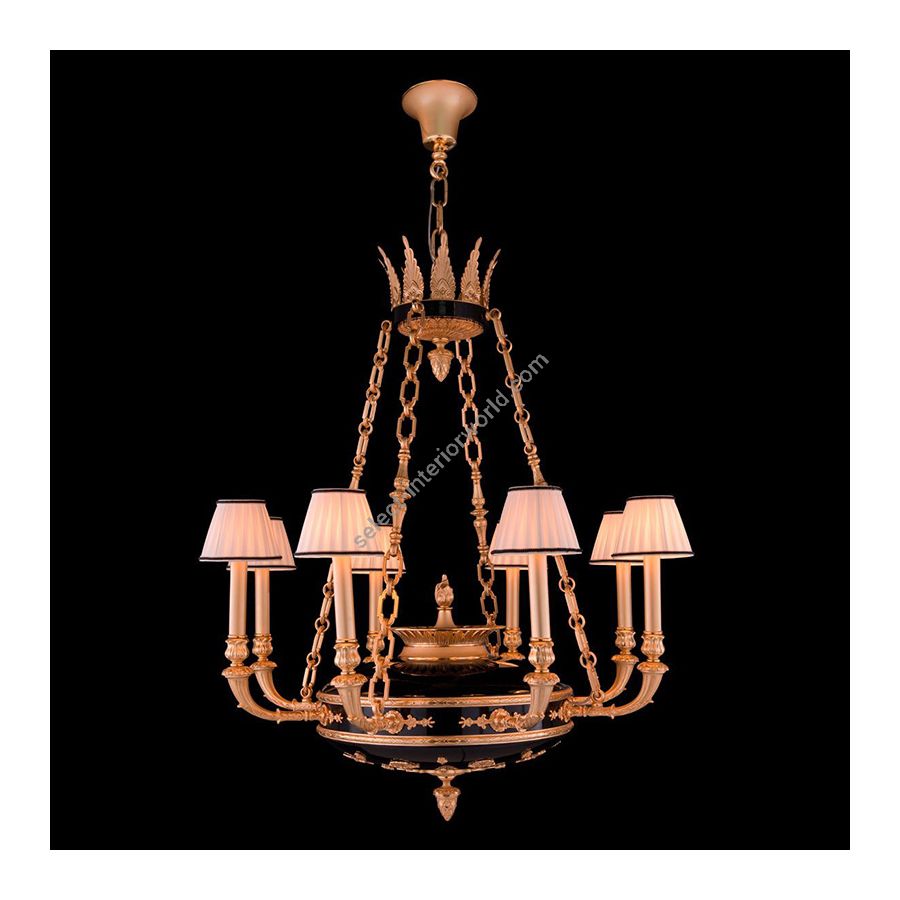 French Gold and Black Trafalgar finish / With White Pleated lamp shades