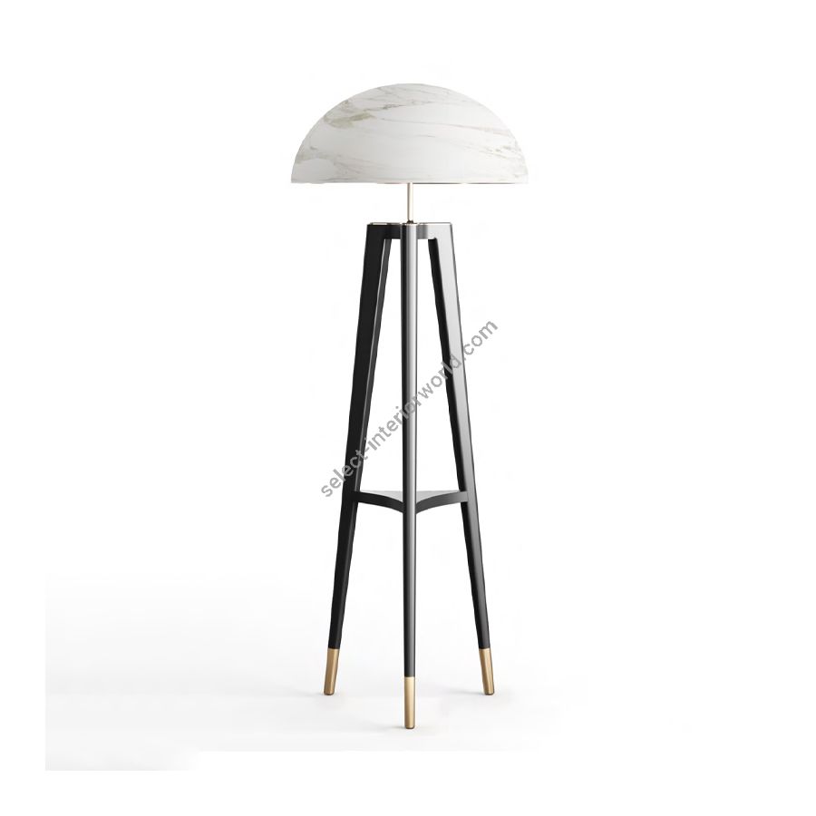 Floor lamp / Polished Brass and Walnut finishes