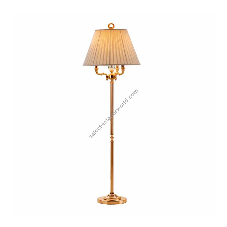Floor lamp / Italian hand cut crystal, brass and fabric