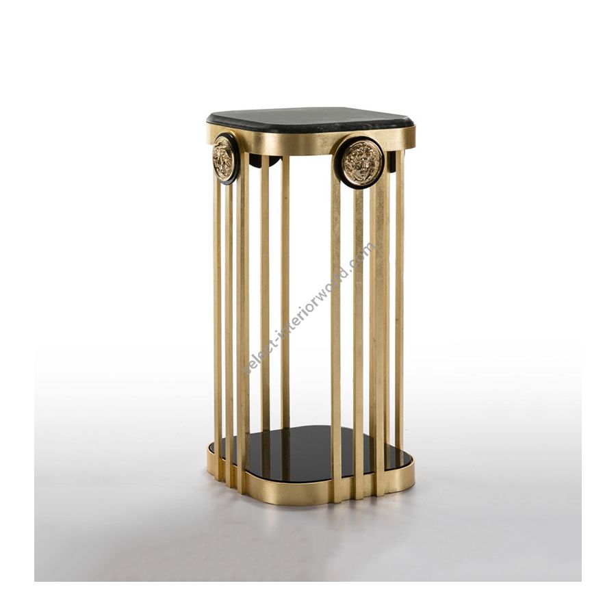 Pedestal table / Antique gold plated finish