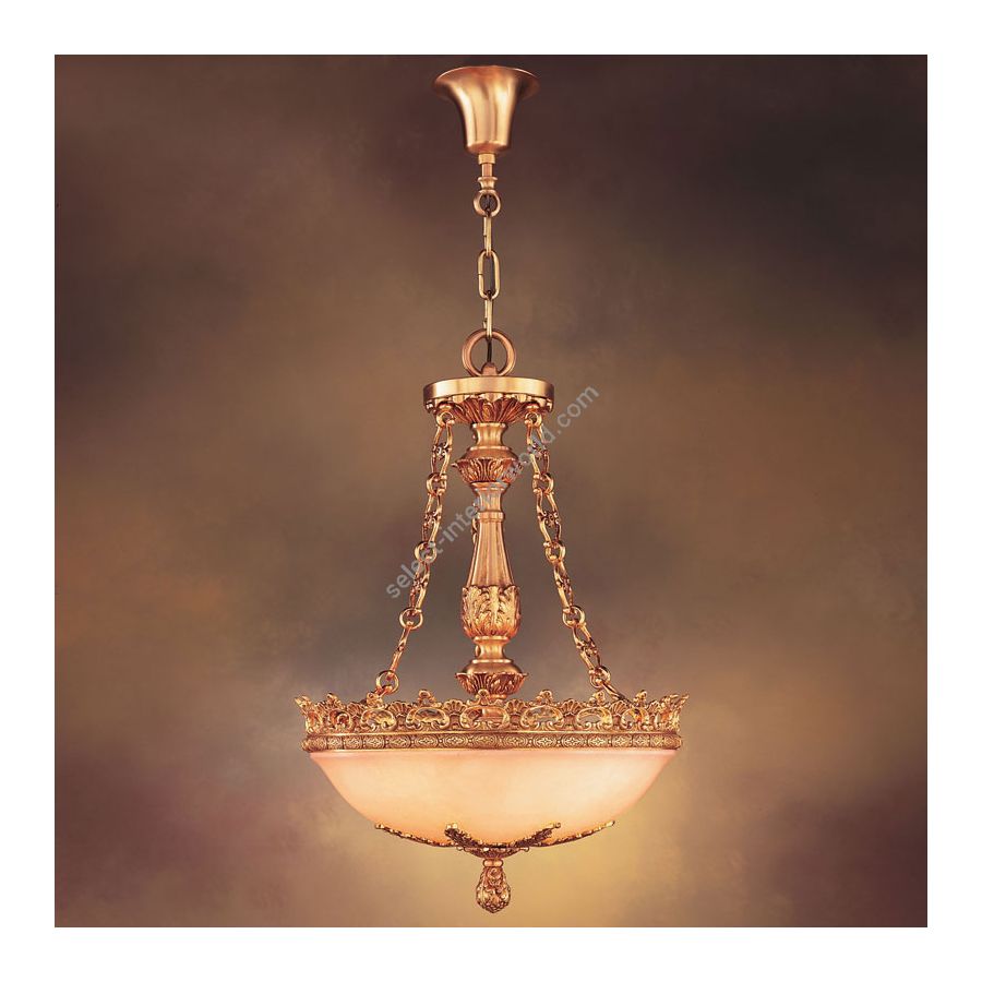 Pendant lamp / French Gold finish / White Alabaster bowl