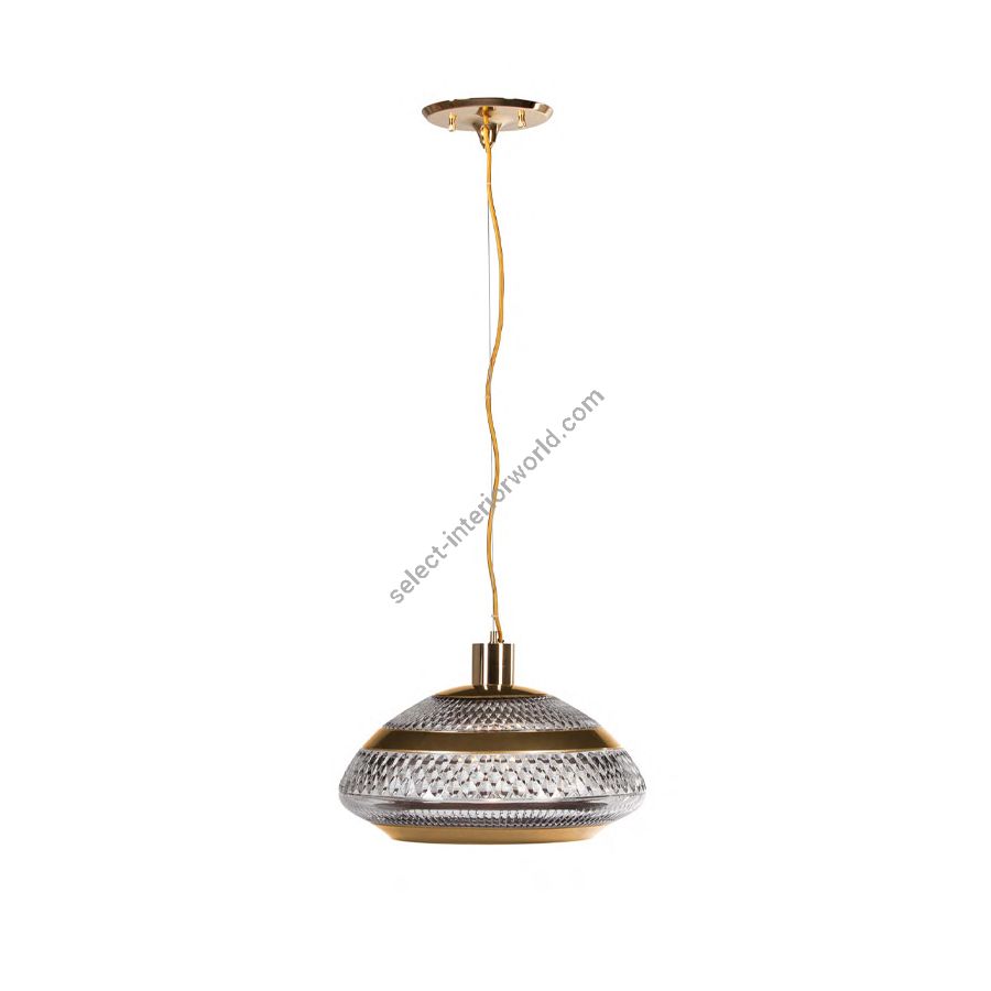 Pendant lamp / Polished brass finish / Gold glass