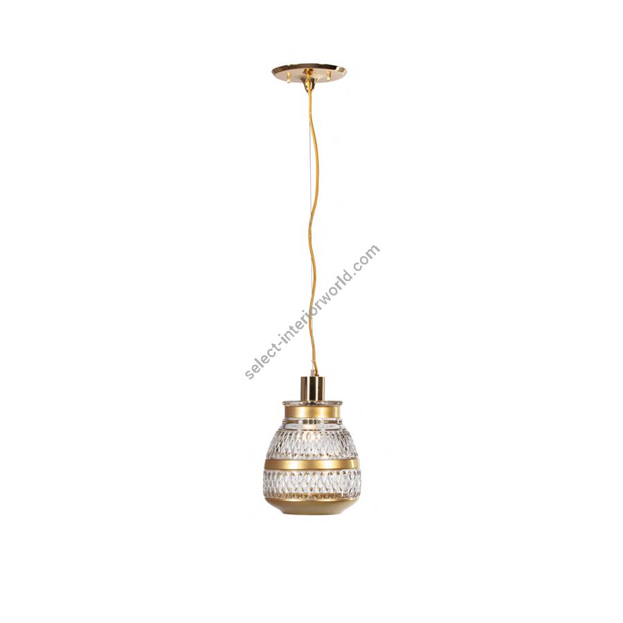 Pendant lamp / Polished brass finish / Gold glass
