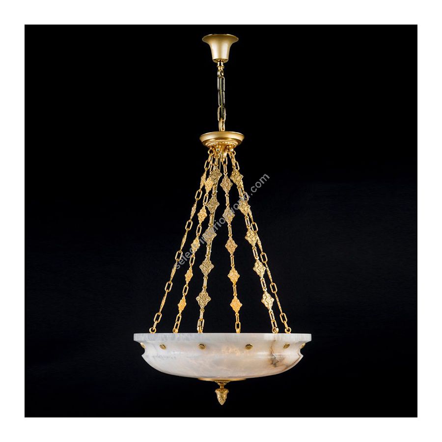Antique Gold Plated Finish / White Alabaster Lamp Shade