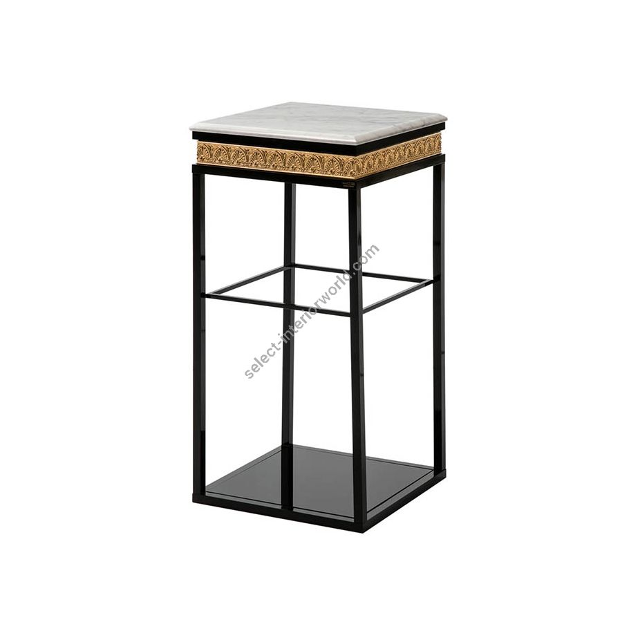 Pedestal table / Black wood / Antique Gold Plated finish