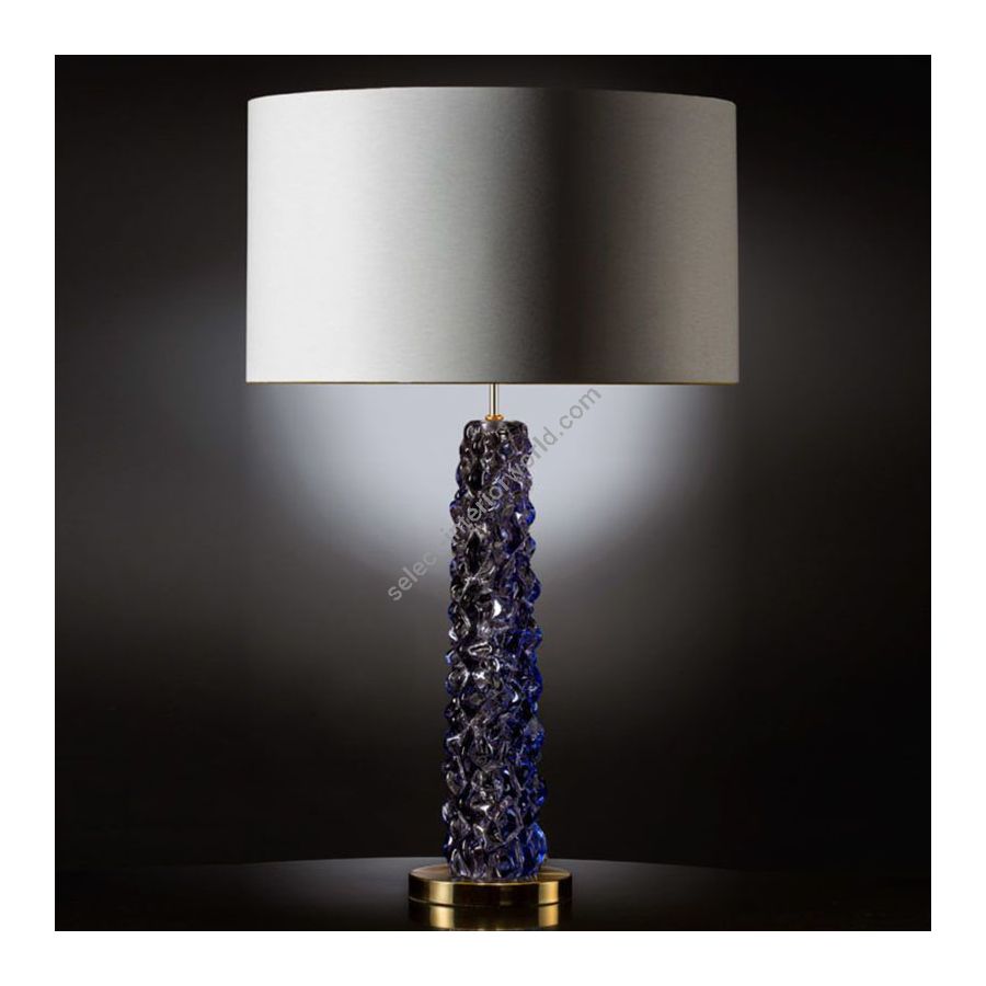 Blue Glass / With Beige Plain lampshade