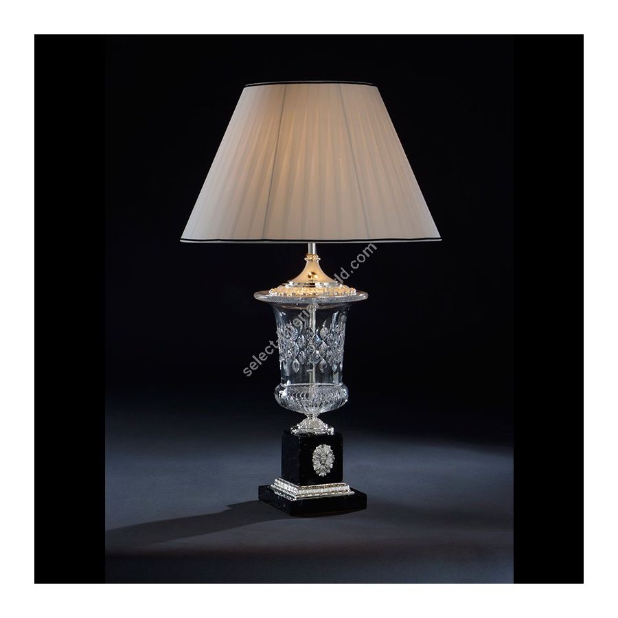 Polished Silver Finish / With white pleated lamp shade