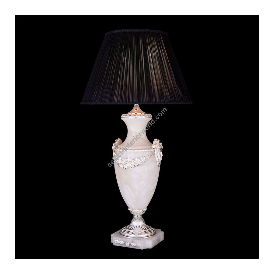 Antique Silver Plated finish / With Black Pleated lamp shade