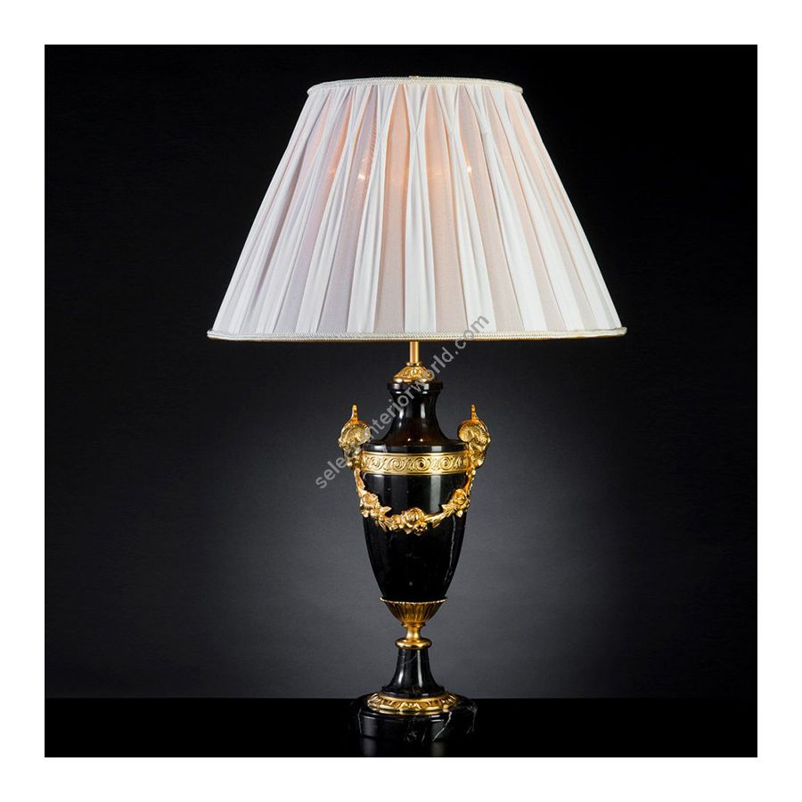 Antique Gold Plated finish / With Pleated Beige lamp shade