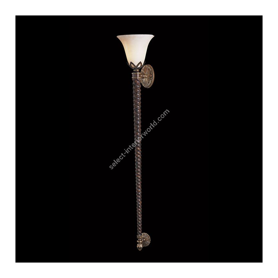 Oxidiced Bronze with Antique Brass Finish / White Alabaster Lamp Shade