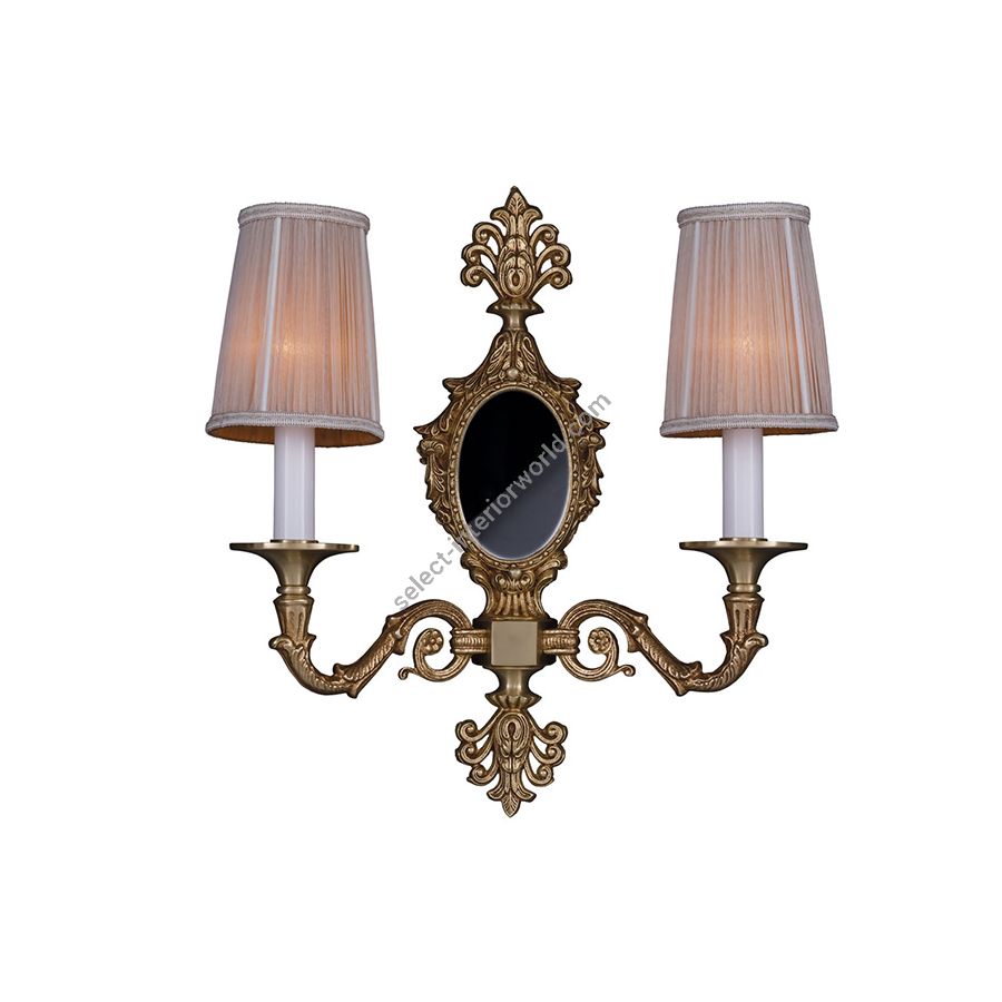 Wall bracket / French Gold finish / With beige gathering chifon lampshades