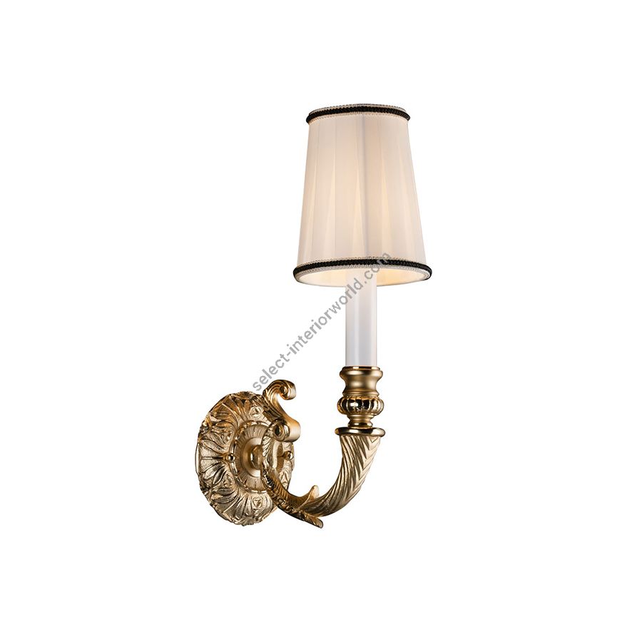 Wall bracket / Antique Gold Plated finish / Beige pleated lampshade