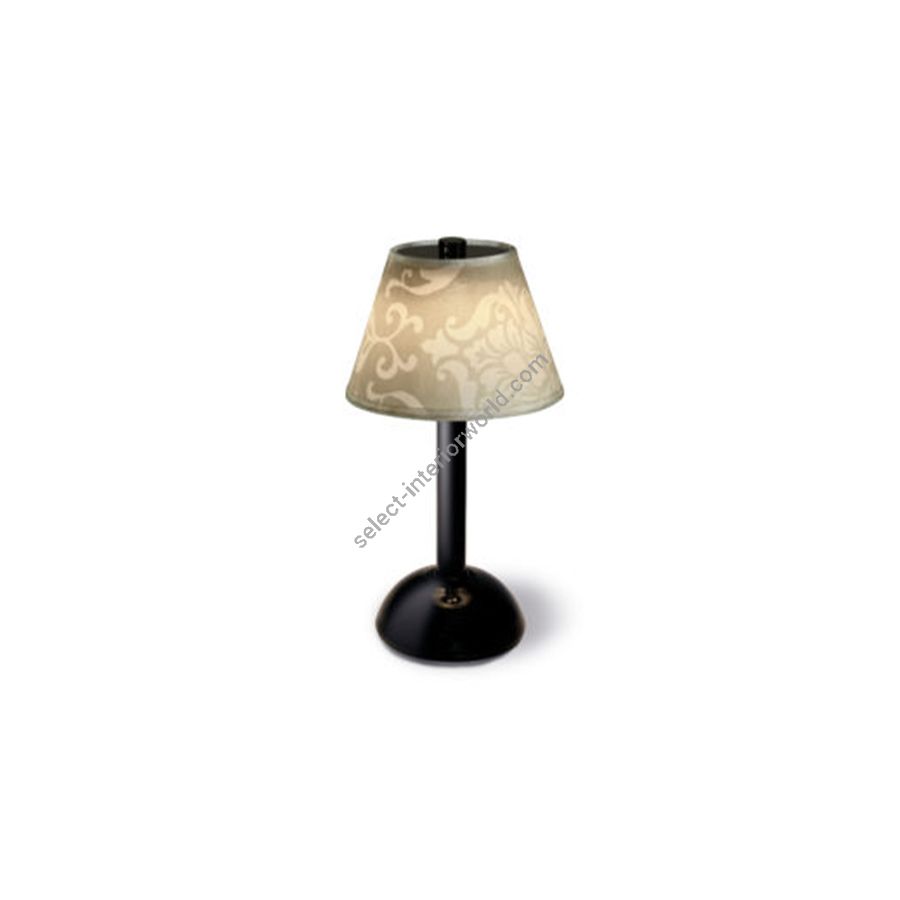 Rechargeable table lamp / Black painted finish / Royal Bianco lampshade colour