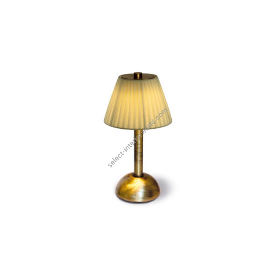 Rechargeable table lamp / Brushed bronze finish / Creponne Avorio lampshade colour