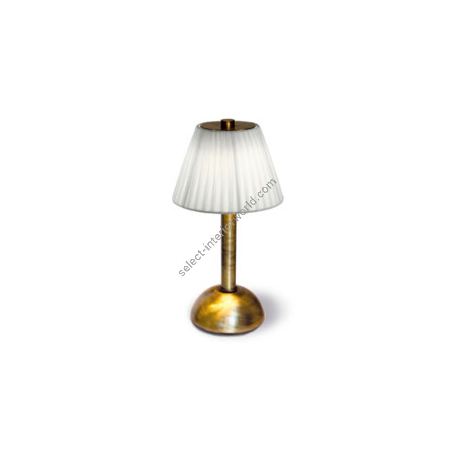 Rechargeable table lamp / Brushed bronze finish / Creponne Bianco lampshade colour