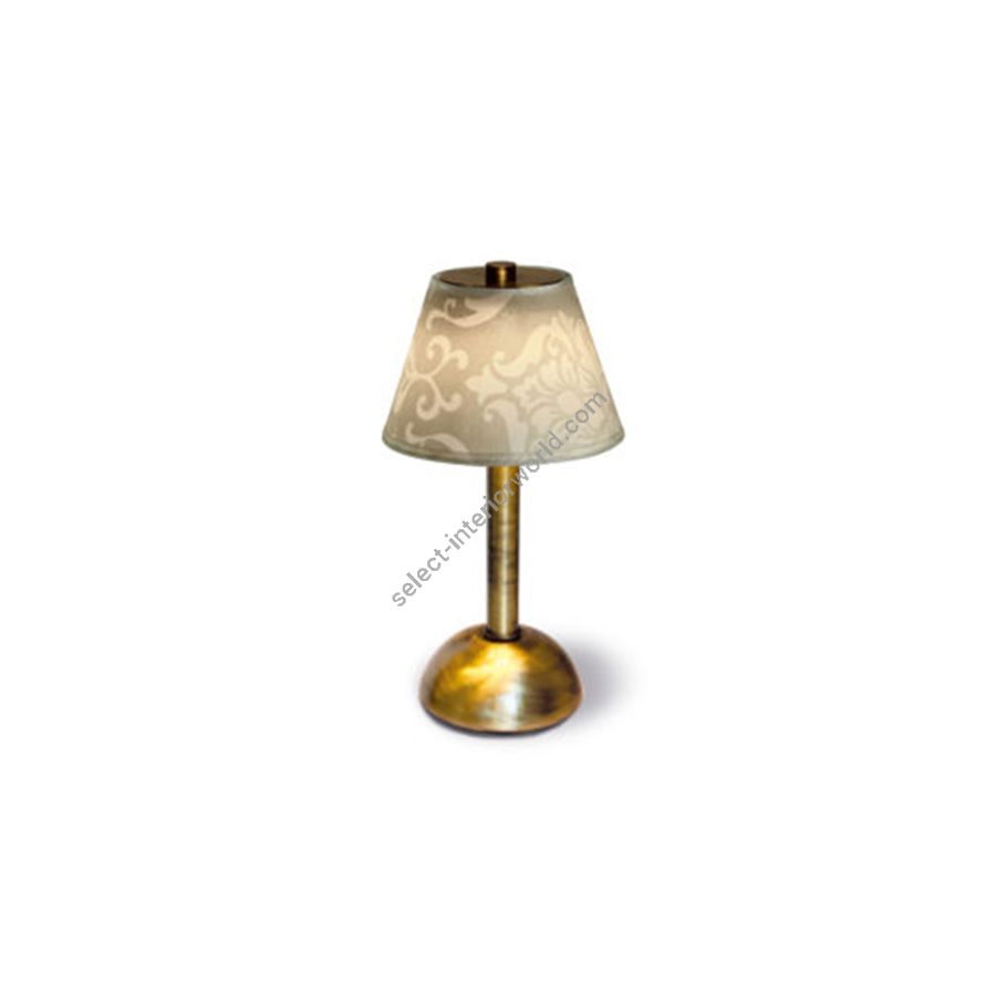 Rechargeable table lamp / Brushed bronze finish / Royal Bianco lampshade colour