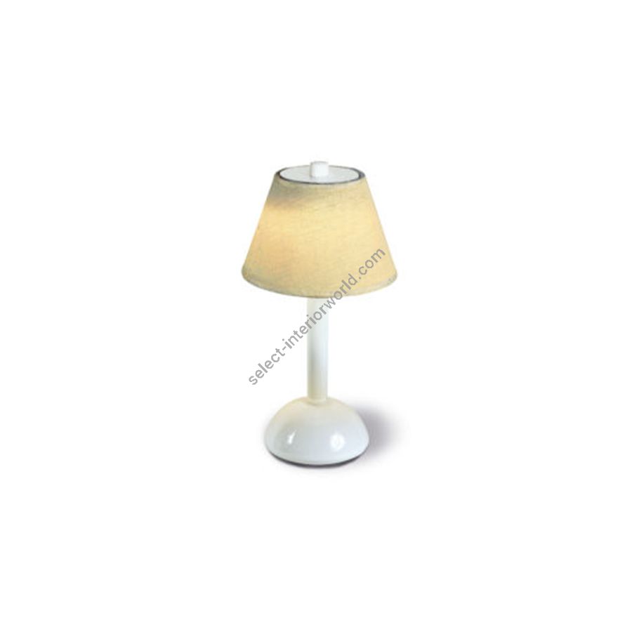 Rechargeable table lamp / White painted finish / Lino Avorio lampshade colour