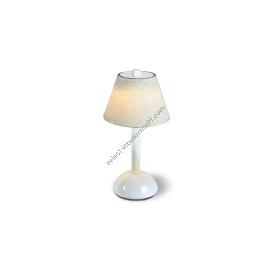 Rechargeable table lamp / White finish / Lino Bianco lampshade colour