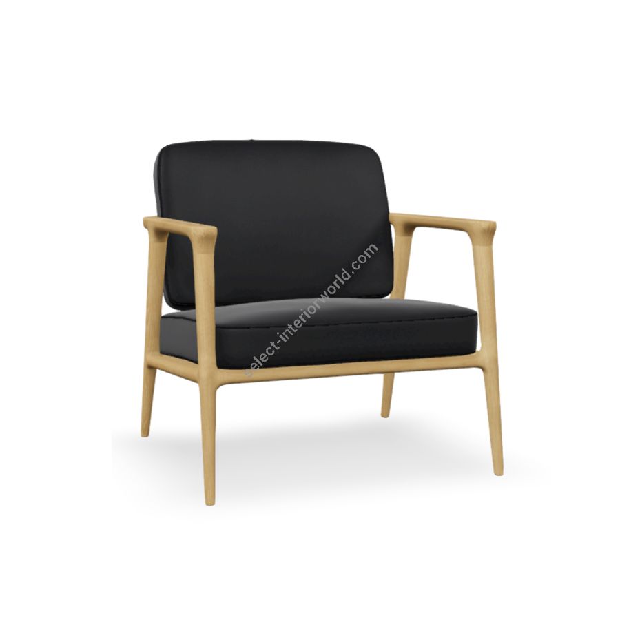 Lounge chair / Oak Stained White Wash finish / Black (Abbracci) upholstery