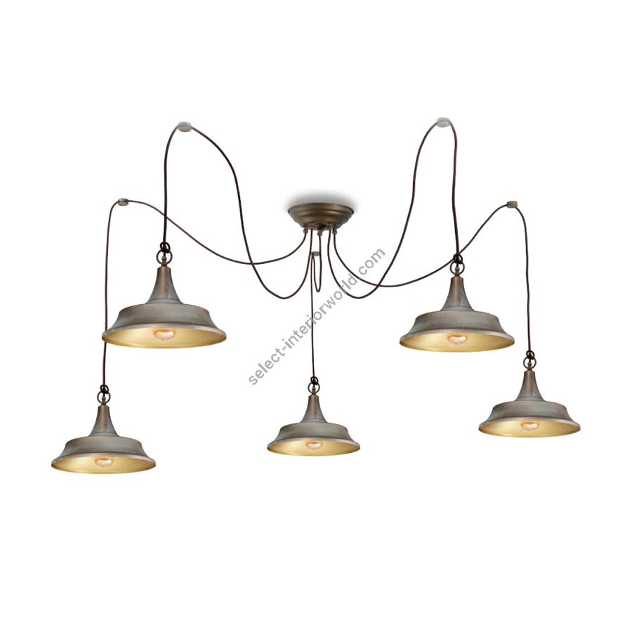 Aged brass copper-coloured finish with brass polished inside / 5 lights