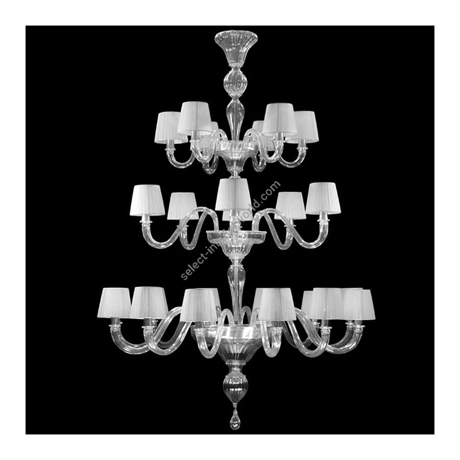 Nickel Finish / Clear Glass / Light Gray Lampshades