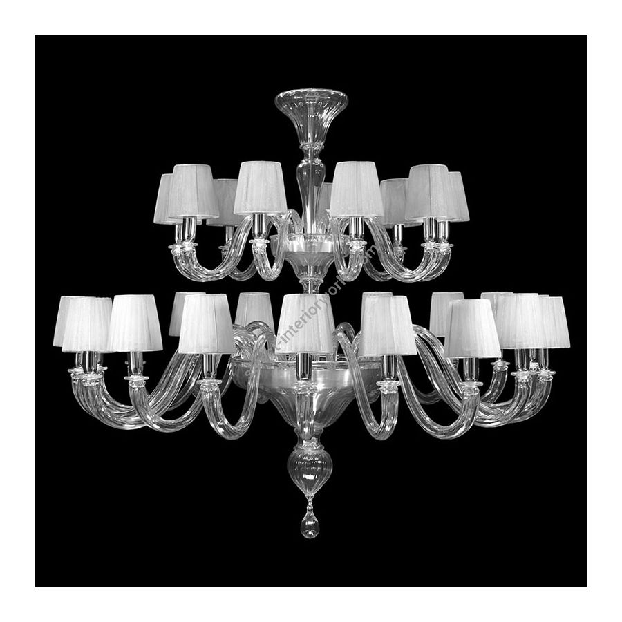Nickel Finish / Clear Glass / Light Gray Lampshades / 27 lights (cm.: 110 x 130 x 130 / inch.: 43.3" x 51.2" x 51.2")