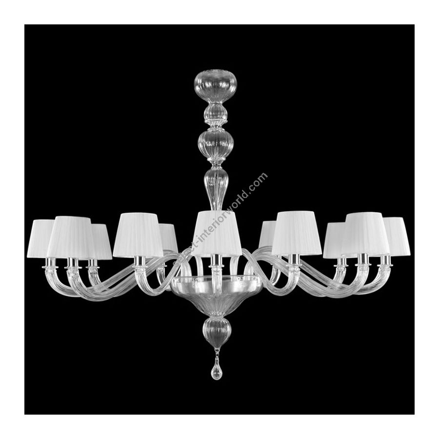 Nickel Finish / Clear Glass / White Lampshades