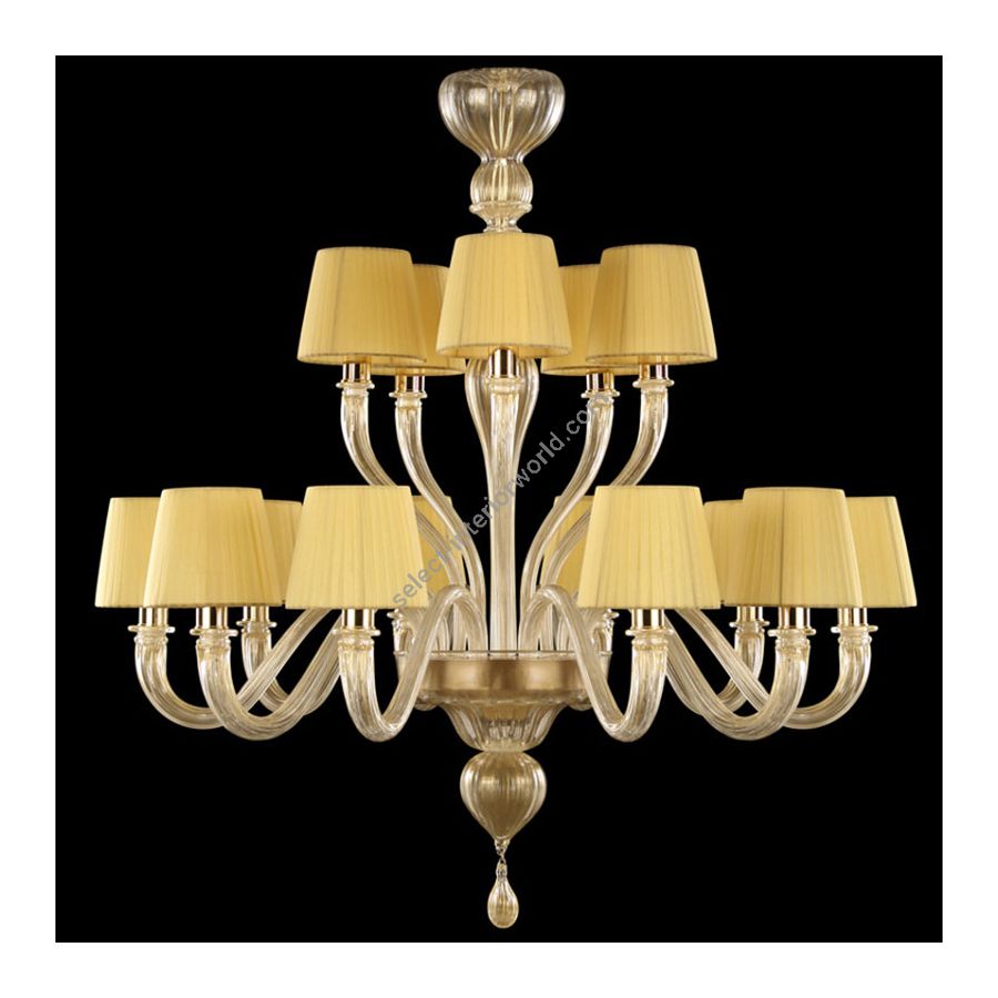 Gold Finish / Gold Glass / Amber Lampshades