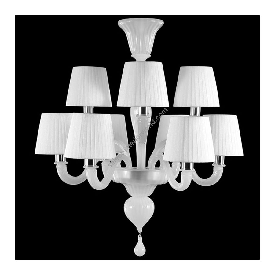 Nickel Finish / White Silk Glass / White Lampshade