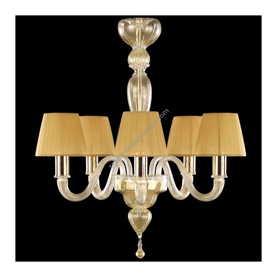 Gold Finish / Gold Glass / Amber Lampshades
