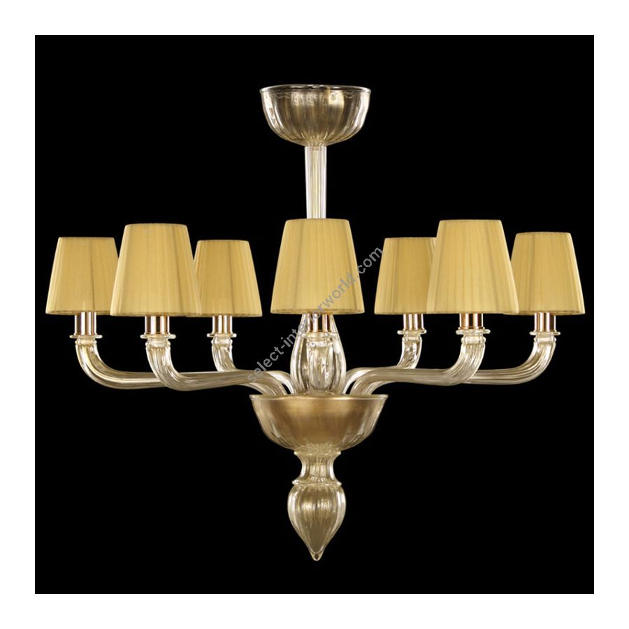 Gold Finish / Gold Glass / Amber Lampshades / 7 lights (cm.: 65 x 80 x 80 / inch.: 25.59" x 31.49" x 31.49")