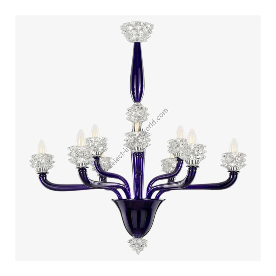 Blue with Clear Glass / 9 lights (cm.: 90 x 80 x 80 / inch.: 35.43" x 31.49" x 31.49")