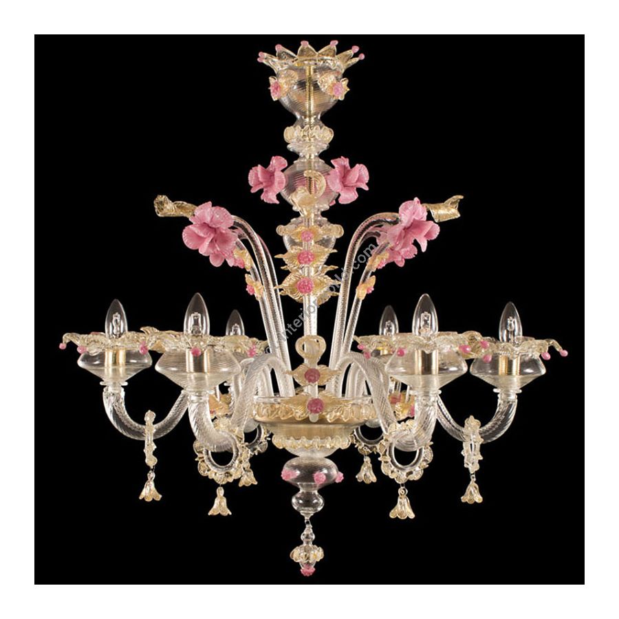 Clear, Gold, Rose and Vitreous paste Glass / 6 lights (cm.: 80 x 75 x 75 / inch.: 31.49" x 29.52" x 29.52")