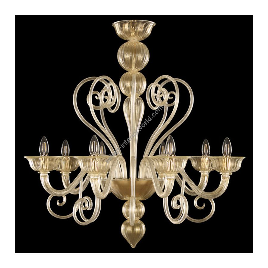 Gold Finish / Gold Glass / 8 lights (cm.: 80 x 85 x 85 / inch.: 31.49" x 33.46" x 33.46")