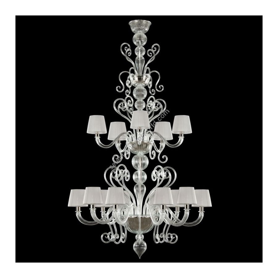 Clear Glass / Light Gray Lampshades / 15 lights (cm.: 170 x 100 x 100 / inch.: 66.93" x 39.37" x 39.37")