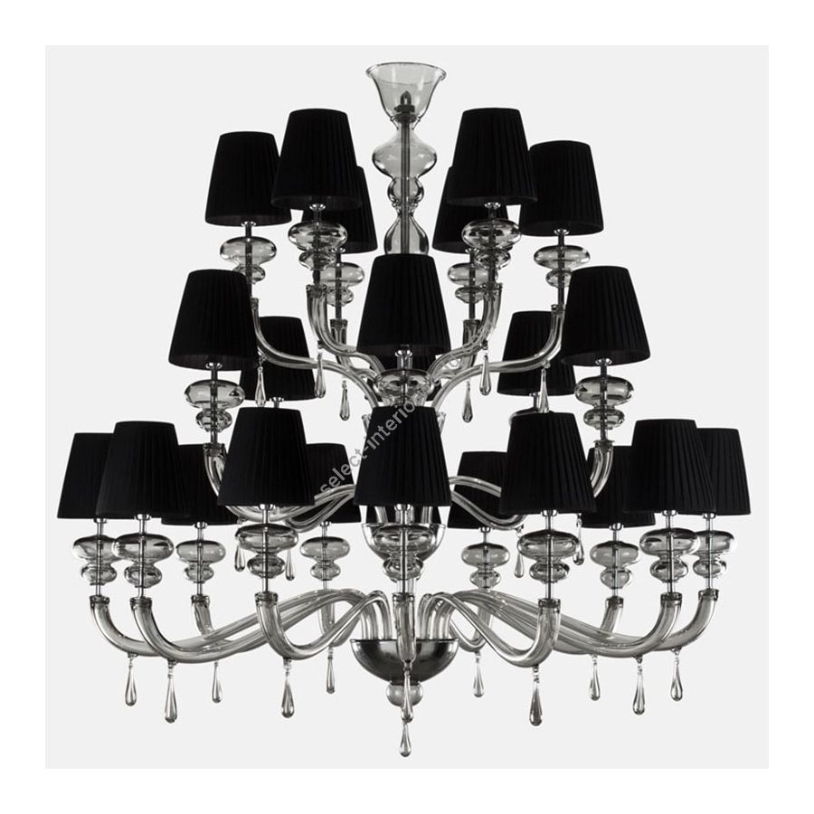 Gray Glass / Black Lampshade, 24 lights (cm.: 130 x 130 x 130 / inch.: 51.18" x 51.18" x 51.18")
