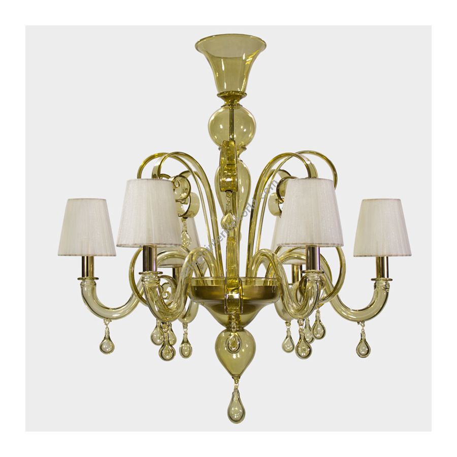 Straw Glass / Ivory Lampshades / 6 lights