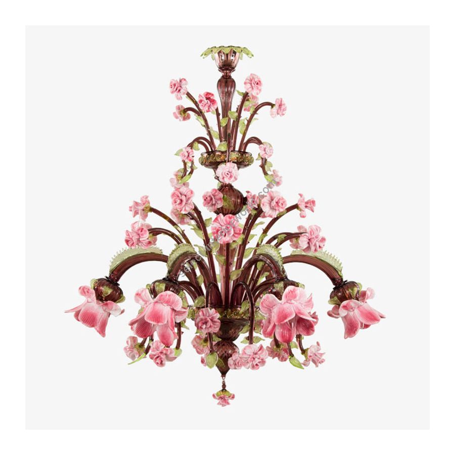 Amethyst, Green, Rose and Vitreous paste Glass / 6 lights (cm.: 95 x 90 x 90 / inch.: 37.40" x 35.43" x 35.43")