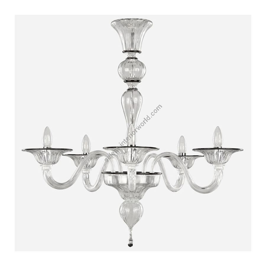 Clear with Black Glass / 5 lights (cm.: 80 x 75 x 75 / inch.: 31.49" x 29.52" x 29.52")